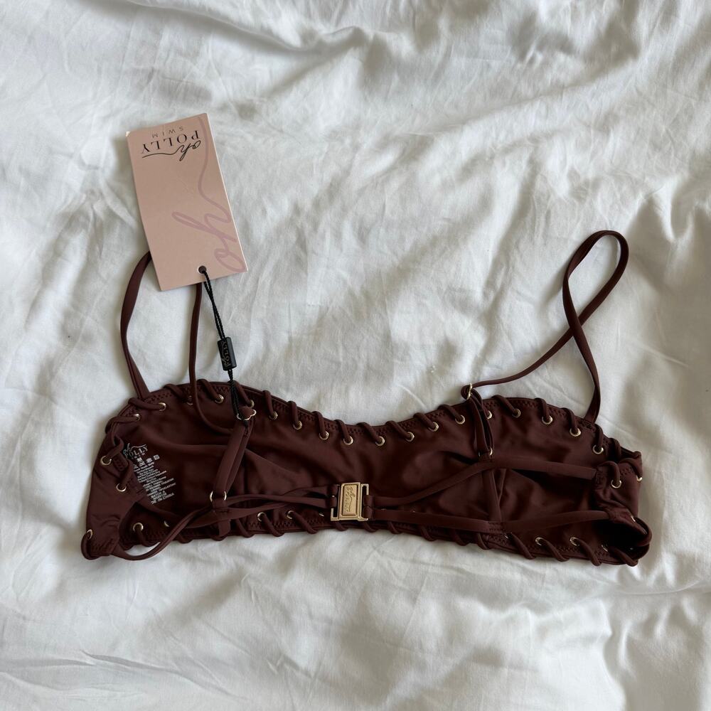 NWT Oh Polly Pasyon Bandeau Bikini Top in Chocolate Brown Size M - Picture 4 of 4